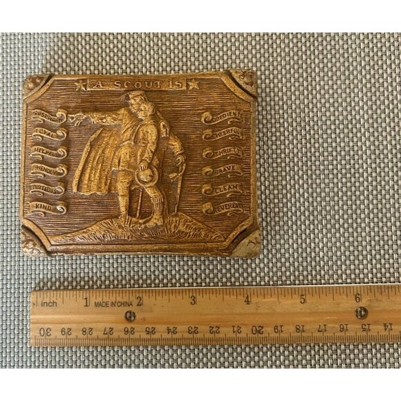 Vintage Boy Scouts Decorative Ceramic Trinket Box Scout Oath Collectible - Picture 3 of 5